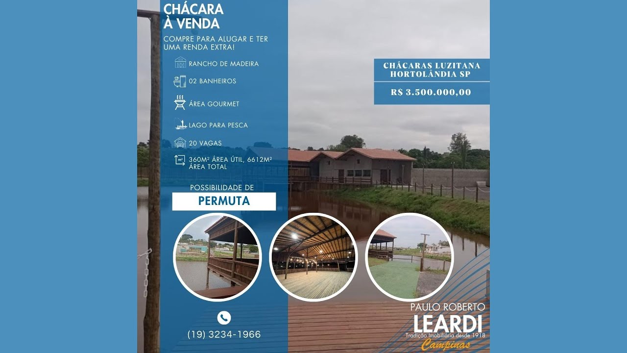 Chácara à venda em chácaras Luzitana em Hortolândia SP Chácara à venda em chácaras Luzitana em Hortolândia SP