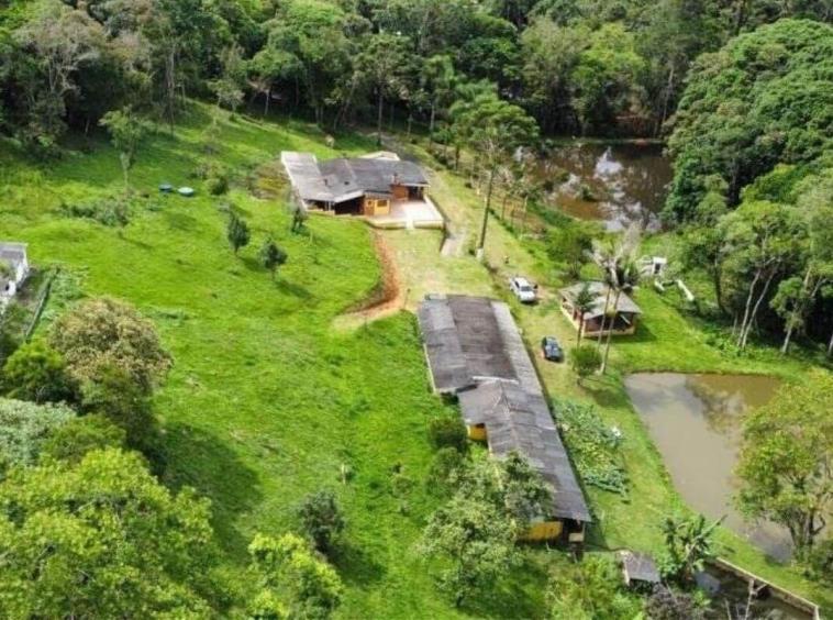 Sítio Uirapuru com 48.000 M² de terreno e sua topografia tem leve declive na direção do lago, jardim gramado, horta e ampla variedade de árvores nativas, palmeiras, árvores frutíferas e plantas tropicais.